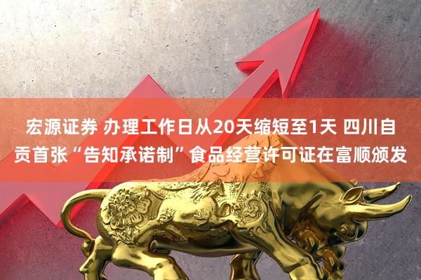 宏源证券 办理工作日从20天缩短至1天 四川自贡首张“告知承诺制”食品经营许可证在富顺颁发