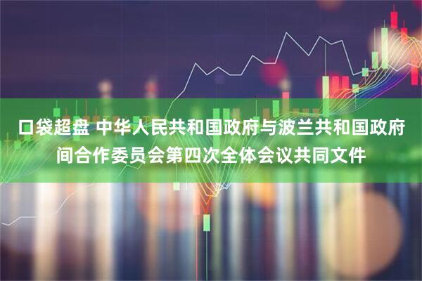 口袋超盘 中华人民共和国政府与波兰共和国政府间合作委员会第四次全体会议共同文件